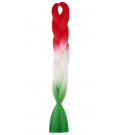 S3-129 Czerwony - Biały - Zielony "QUEEN Braids" - Włosy Syntetyczne Magfactory
