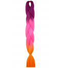 S3-23 Fioletowy - Intensywny Różowy - Pomarańczowy "QUEEN Braids" - Włosy Syntetyczne Magfactory